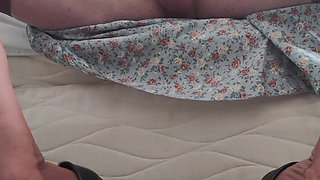 Granny skirt stockings and a hard cock