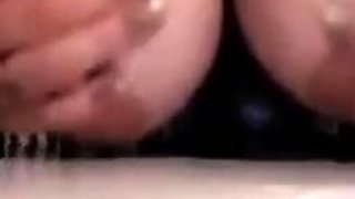 Busty BDSM Milf Babs Lactates on Webcam Solo
