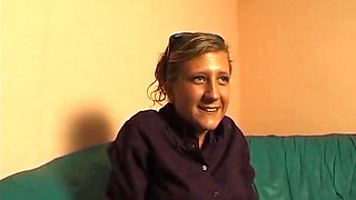 Small titted blonde rubs and fingers her pussy at the casting