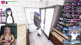 Cute Pervert Streamer Playing Secret Flasher Manaka Hentai Game Masturbation
