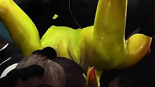 Alien sex in a starship. Female green alien gets fucked by a big monster