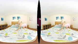 Care For A Fuck; Solo British Blonde On The Bed Striptease