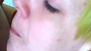 Cock and ball sucking blowjob with cum swallow