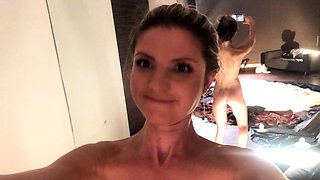 Busty brunette solo masturbation