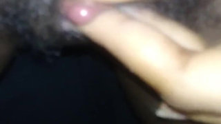 Close up Stroking My Big Clit Hairy Wet Pussy