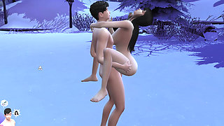 Public Sex on winter season snowing