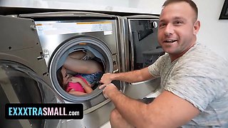 Exxxtra petite teen luvs frolicking hide and seek because she can fit into the washing machine