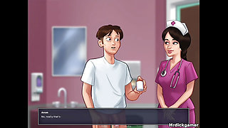 Threesome sex with hot busty doctors hardcore fuck and creampied inside her pussy