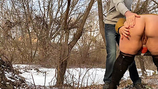 Hot stepmom pees with me outside