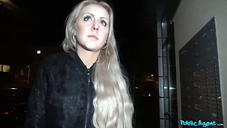 My cum landed brilliantly on her perfect melons - public agent