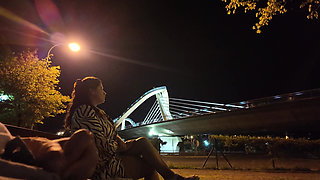 An exhibitionist came to a whore at the spot. She doesn't know what to do with him.