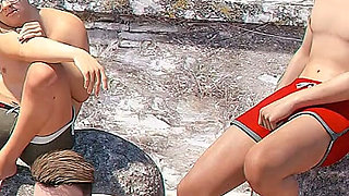 Special Request - Gameplay - Roleplay - Ebony MILF Wears Micro Bikini and Group Sex with Teen Boys at Beach
