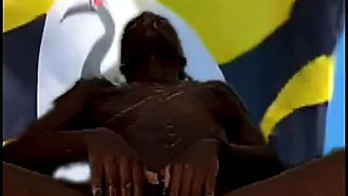 Sperm Hungry Ugandan Slut Plays with Filled Condoms