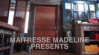 Maitresse Madeline Fucks Slave - Redhead MILF in Uniform Bondage & Foot Worship