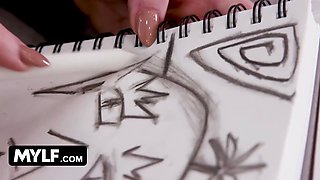 Whorish cougar Sarah Taylor bangs her bare latino model and makes him cum on her Big Tits - mylf