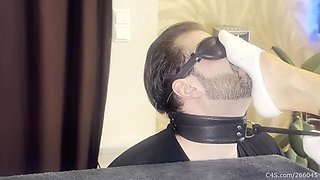 Blindfolded Foot Slave on a Leash - Smelly Socks Domination Part 1