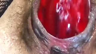 Mommys Alone Time with My Big Red Dildo - Deep Insertion in Hairy Pussy & Creamy Finish