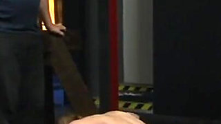 Humiliating tits squeezing dildo penetrated