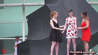 Slave double flogged in public outdoors