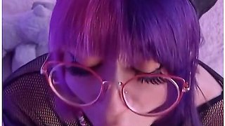 Emo Girl’s Glasses Get Dirty From A Close-Up Blowjob