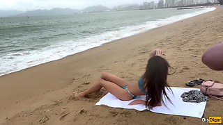 Babe Can I Cum on Your Tits? - Cock Flashing on the Beach