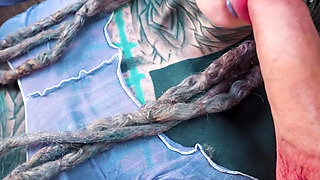 Tattooed Hippie Anal Fuck Herself with Dildo with Big Dick