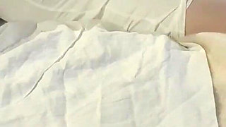 Tied up on a bed wearing pantyhose and high heels, roughly throated and hard fucked