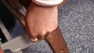 Sexy girl gets tits pinched while her legs and hands are bound