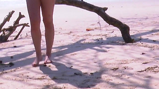 Naughty Blonde with Tight Pussy Fucks in the Sand with Well-endowed Actor