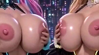 Two Cute Cyberpunk Girls Boobs, Ai Animation