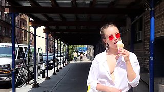 Brunette Amateur Sucks Stranger In Public Cash Stunt
