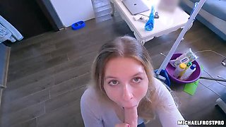 Naughty Housekeeper Pleases Boss to Keep Her Job - Big Ass MILF Blowjob & Cumshot