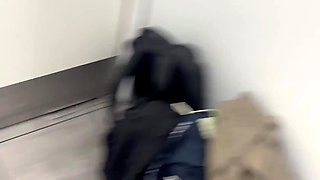 Steamy Airport Bathroom Encounter Ends in Intense Finish