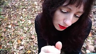 Pregnant Italian Amateur Wife with Big Natural Tits Gives POV Blowjob & Huge Cumshot in the Woods