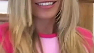 Hot Blonde Sucks a Long Dick Until He Cums in Her Mouth