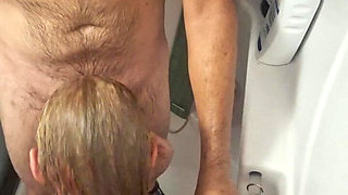 Surprised Blowjob for Hubby in the Shower