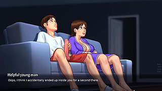 Stepmom flaunt her pussy to his Stepson while watching porn(Summertime Saga)