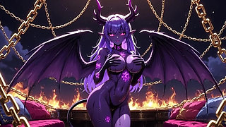 Stunning Succubus Nobles With Perfect Voluptuous Bodies Covered In Thick Shiny Black Oil Dancing Very Sensually In Floating Pala