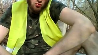 Fat Bear Strokes a Big Cock