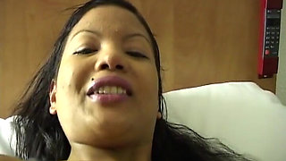 Geisha, a Beautiful Asian Mestizo Chill Out at the Hotel After Her Day of Filming