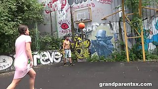 GrandParents Pick Up Teen on Basketball Court