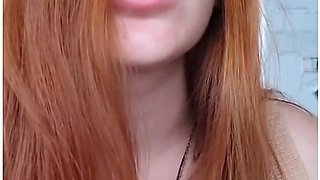 Redhead takes slow drags, French inhales, and moans