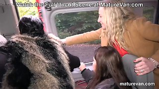 5 Grannies take turns to Fuck 1 Poor Guy in the MatureVan