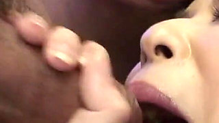 Skinny Japanese Babe Strokes More Guys and Gets Her Tight Pussy Railed