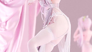 Weak Sound Erotic Suspender White Silk Underwear See-through Dress