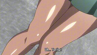 Innocent anime lady lets her lover in for the first time