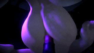 Blonde chick riding dildo in the forest : 3D Porn