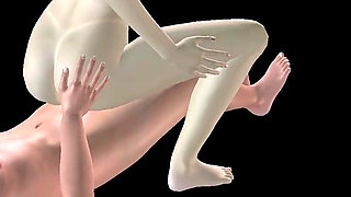Animated 3D Porn - Beautiful Girl Riding Asian Man Dick in Pussy & Ass