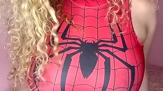 Spider Woman Fingers Her Wet Snatch In Sensual Solo