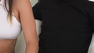 Interracial Brunette Gives Deepthroat Then Rides BBC Cowgirl Style